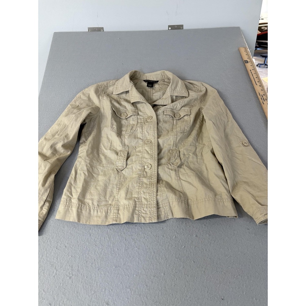 Massini Jacket Womens Medium Button Front Casual Utility Pockets Lightweight